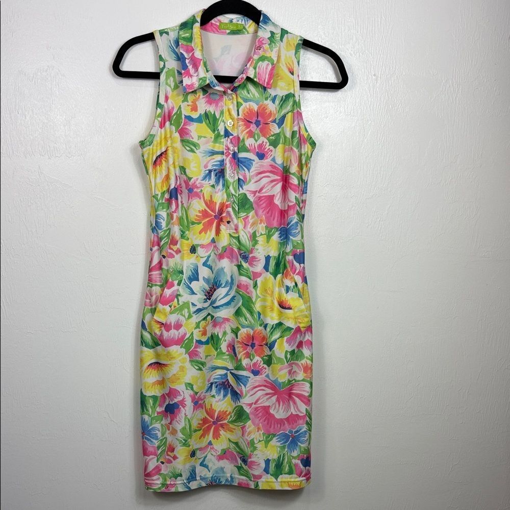 Tee2Sea Floral Sleeveless Collared Dress XS Recycled Stretch Summer - Picture 2 of 9